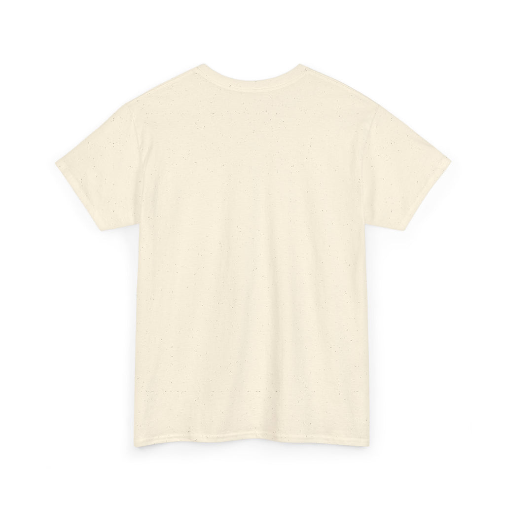 The back of a beige t-shirt. 